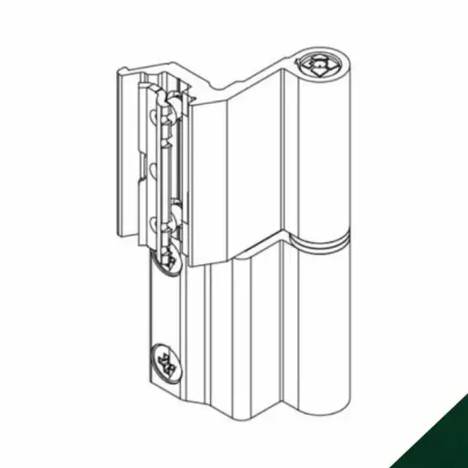 [005739] Giesse 00128480U Cerniera Flash Base per Finestra Profilo Erre 40-50 Altezza 93mm Portata 75-85Kg Alluminio Finitura Verde Muschio