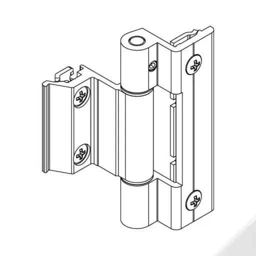 [005983] Giesse 00600410N Cerniera Bridge 2 per Anta Sporgere o Ribalta Profilo CU Altezza 93mm Portata 90-100Kg Alluminio Finitura Bianco
