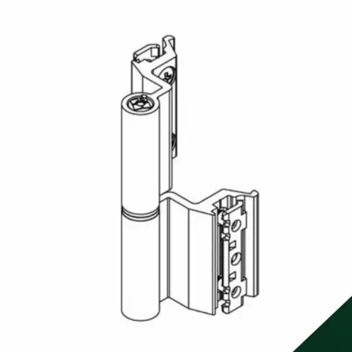 [006130] Giesse 00129480U Cerniera Flash Base per Terza Anta Profilo Erre 40-50 Altezza 93mm Portata 75-85Kg Alluminio Finitura Verde Muschio
