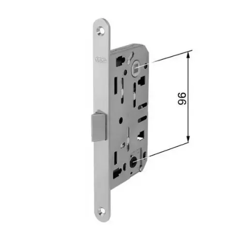 [064866] AGB B011025034 Serratura Mediana Evolution Quadro Bagno E50 F18 Interasse 96mm Finitura Cromo Satinato