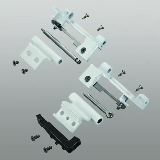 [065203] Savio 1246.705 Kit Cerniere da Agganciare per Ribantatre Profilo R40 Registrabili Finitura Verniciato Bianco