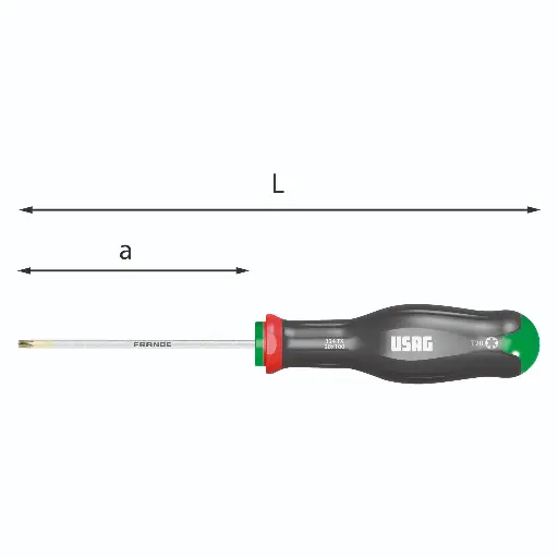 [065516] Usag U03240475 324TX Giravite Cacciavite Croce per Viti Torx T10x75 Lunghezza 179mm