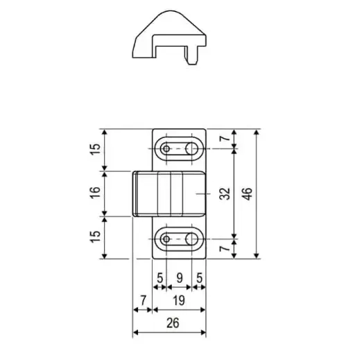 [066047] AGB A44812BB00 Cerniera Centrale Artech per Finestra in PVC a Scomparsa Parte Telaio Fissa Asse 13mm