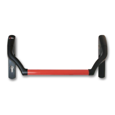 [066257] Iseo 94A000050699 Pro EXIT Dispositivo di Azionamento 9mm Interasse 92mm Rotazione 35° per Cilindro Europeo Nero/Rosso