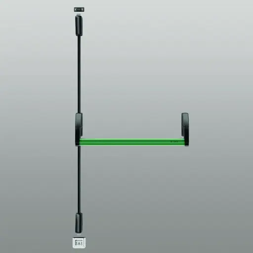 [068794] Savio 6010.2/1200 Maniglione Antipanico Verticale Juvarra Ambidestro 2 Punti Chiusura Finitura Scocche Nere e Barra verde