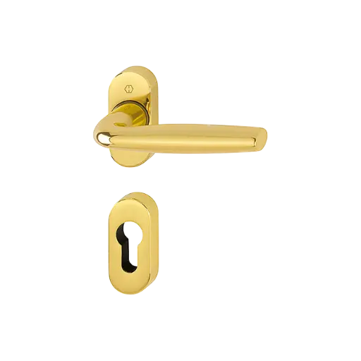 [069135] Hoppe 10711316 Grt. con rosetta Milos 1617/23P/23PS F271 alluminio colore oro lucido 