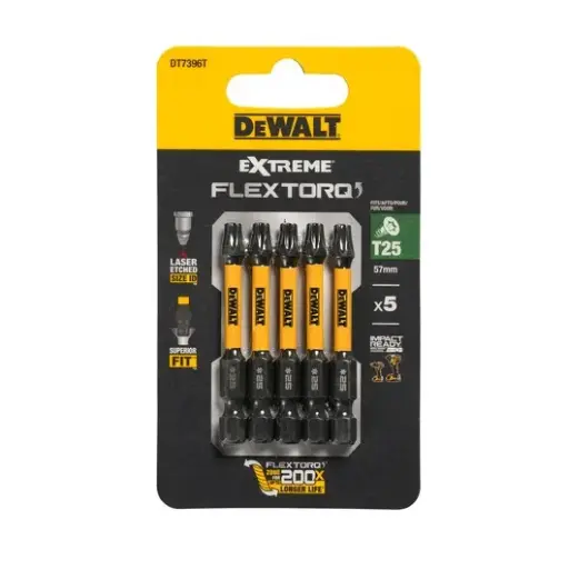 [069668] DeWalt DT7396T-QZ Blister 5 Inserti Impact Torsion Torx T25 da 57mm