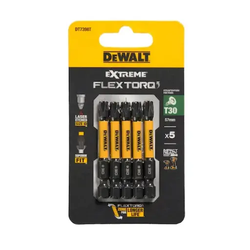 [069669] DeWalt DT7398T-QZ Blister 5 Inserti Impact Torsion Torx T30 da 57mm