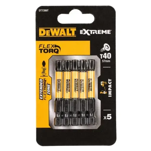 [069670] DeWalt DT7399T-QZ Blister 5 Inserti Impact Torsion Torx T40 da 57mm
