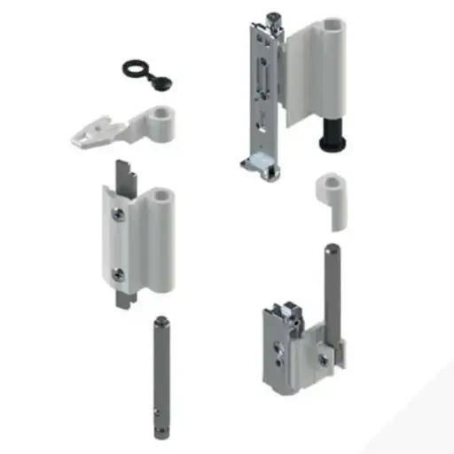 [069863] Giesse 04711411 Kit Cerniere Futura 3D 130 per Anta Ribalta Profilo CU Alluminio e Zama Finitura Bianco Opaco