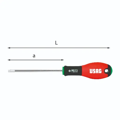 [072823] Usag U03220092 322STX Giravite Cacciavite per Viti con Impronta Torx Tamper Resistant T40x125mm