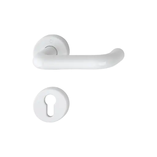 [073199] Hoppe 521272 Grt. con rosetta Baden K138L/15/15S F9016 bianco traffico 