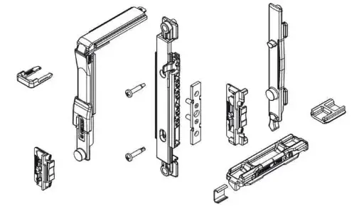 [074708] Giesse 0395500001 Meccanismo Base per Chiusura Anta Ribalta Profilo CU Manovra Supra Portata 130Kg Acciaio e Zama Finitura Silver