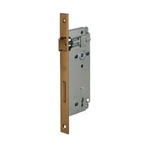 [074999] AGB B005923022 Serratura Patent Incasso per Porta Interni Entrata 30mm Interasse 90mm Bordo Quadro 238x22mm Acciaio Finitura Bronzato Verniciato