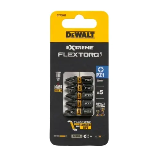 [075575] DeWalt DT7386T-QZ Blister 5 Inserti Impact Torsion Pozidriv PZ1 da 25mm