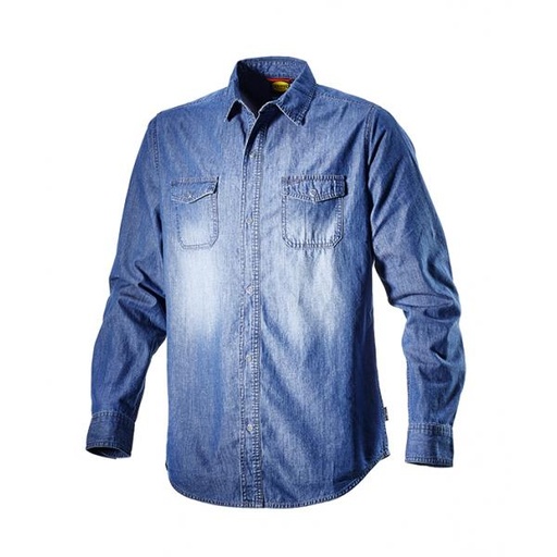 [077281] CAMICIA DENIM BLU WASHING  XL