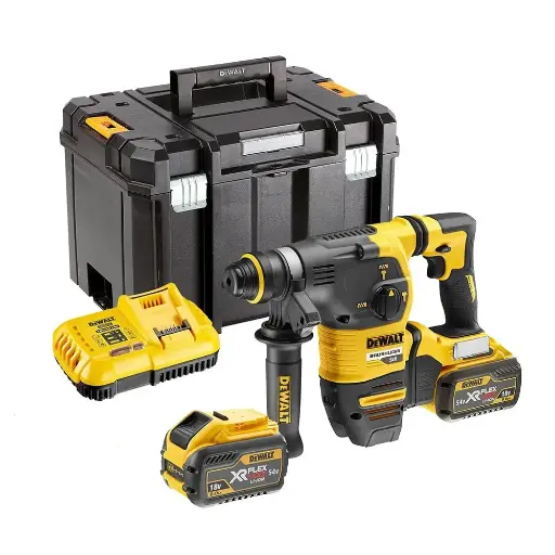 [077397] DeWalt DCH333X2-QW Tassellatore SDS-Plus XR FlexVolt 54V Brushless con 2 Batterie 9.0Ah + Caricabatterie + Valigia T-Stak