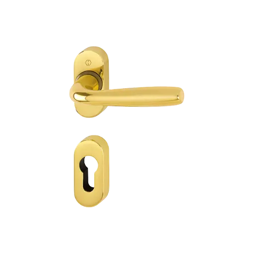 [077863] Hoppe 3803431 Grt. con rosetta Maribo 1766/23P/23PS F271 alluminio colore oro lucido 