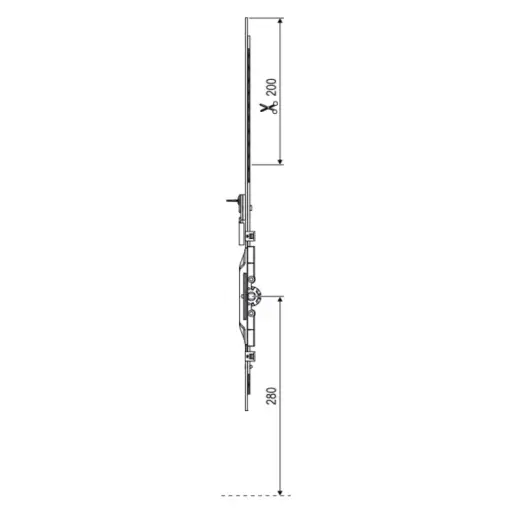 [078813] AGB A501220802 Cremonese Artech per Finestra e Portafinestra Anta Ribalta Entrata 7,5mm Altezza 610-810mm Maniglia 280mm
