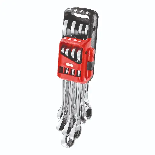 [079298] Usag U02856058 285KA/DS8 Set 8 Chiavi Combinate a Cricchetto con Anello di Tenuta