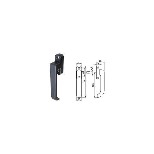 [079306] IBFM 1534N mezza maniglia per finestre e persiane in alluminio verniciato nero con quadro maniglia 8 mm