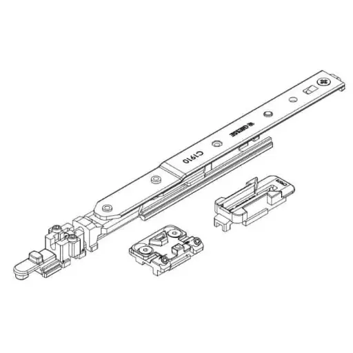[081273] Giesse 0422900001 Braccio Futura 3D per Snta Ribalta Profilo Erre 40 Larghezza 425-580mm Acciaio e Zama Finitura Silver