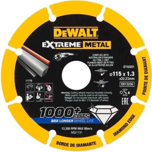 [082854] DeWalt DT40251-QZ Disco Extreme Diamond 115 x 22.23 x 1.3mm Taglio Metallo