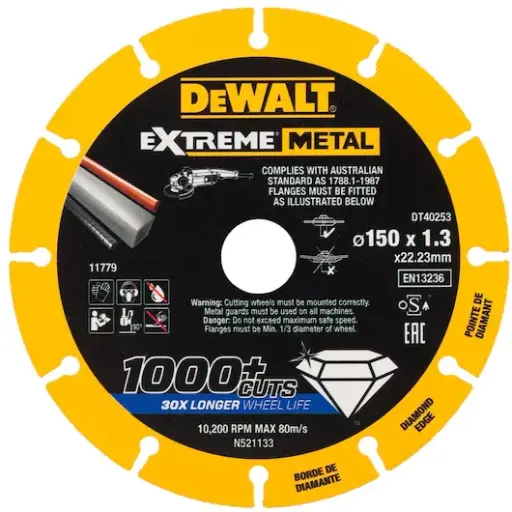 [082855] DeWalt DT40253-QZ Disco Extreme Diamond 150 x 22,23 x 1,3mm per Taglio Metallo