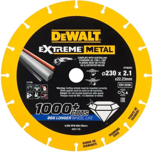 [082857] DeWalt DT40255-QZ Disco Extreme Diamond Taglio Metallo 230 x 22,23 x 1,5mm