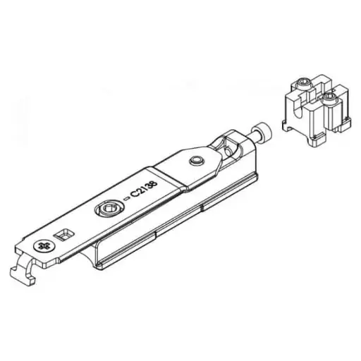 [083001] Giesse 04423000 Braccio Futura 3D 110 per Anta Secondaria Profilo Erre 40 Portata 100Kg Acciaio e Zama Finitura Silver