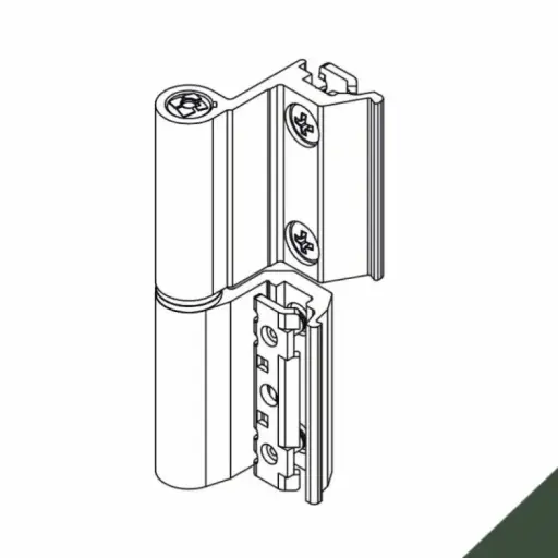 [008199] Giesse 00120480U Cerniera Flash Base per Finestra Profilo CU Domal Reversibile Altezza 93mm Portata 75-85Kg Alluminio Finitura Verde Ral 6005