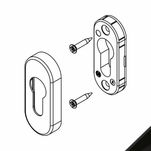 [083458] Giesse 0243050001 Bocchetta Ovale Foro Yale per Porta Dimensione 61,5x31x10mm Alluminio Finitura Nero