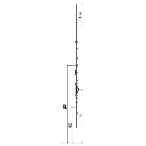 [083820] AGB A501220805 Cremonese Artech per Finestra e Portafinestra Anta e Ribalta Entrata 7,5mm Altezza 1194-1410mm Maniglia 500mm