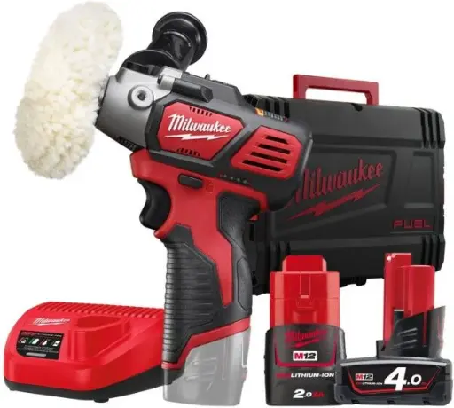[086349] Milwaukee 4933447799 Lucidatrice Levigatrice Compatta M12 BPS-421X con 2 Batterie (2Ah + 4Ah) + Caricabatterie + Valigia