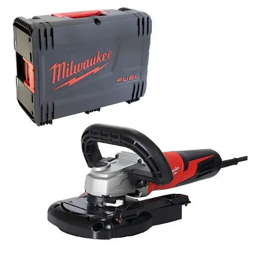 [086359] Milwaukee 4933448830 Smerigliatrice a Filo con Cuffia di Aspirazione per Levigatura da 1550W con Valigia