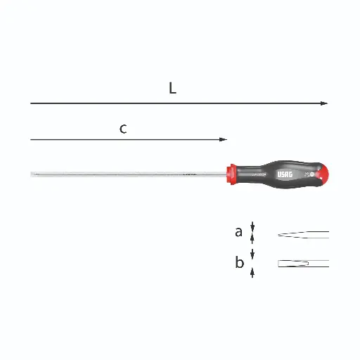 [088092] Usag U03240420 324L Giravite Cacciavite Spaccato per Viti con Intaglio Lungo 0,8x4x300