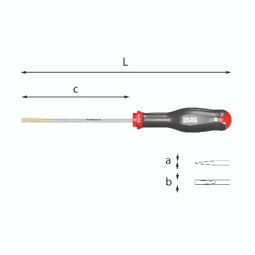 [088094] Usag U03240425 324D Giravite Cacciavite Spaccato per Viti con Intaglio 0,4x2x75 Lunghezza 169mm
