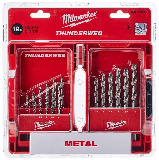 [089002] Milwaukee 4932352374 Set Punte per Metallo ThunderWeb HSS-G 19 Pezzi
