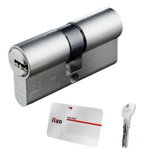 [089907] Iseo 880930409 Cilindro Europeo R6 45/45 con 5 Chiavi Nichelato