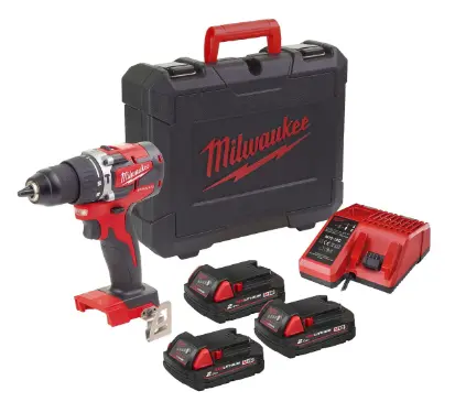 [090441] Milwaukee 4933472219 Trapano Avvitatore M18 CBLPD-203 con 3 Batterie 2Ah + Caricabatterie + Valigia