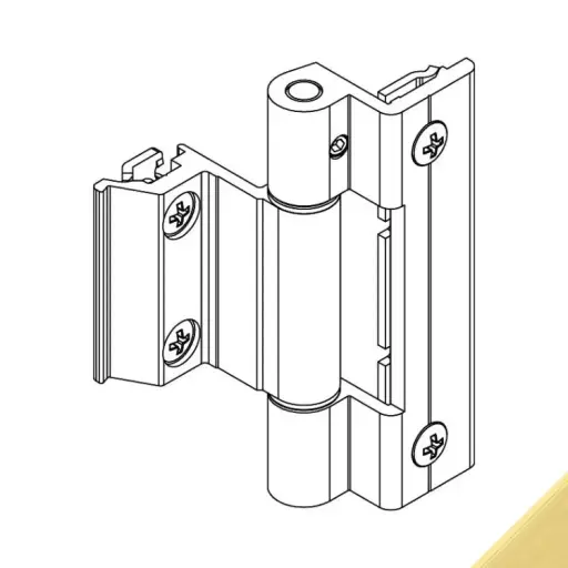 [090493] Giesse 00600310N Cerniera Bridge 2 per Anta Sporgere o Ribalta Profilo CU Altezza 93mm Portata 90-100Kg Alluminio Finitura Oro