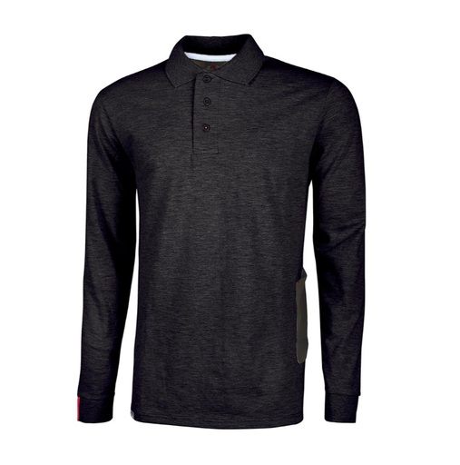 [091753] POLO MANICA LUNGA NERO        C/TASCA CELLULARE TG.L