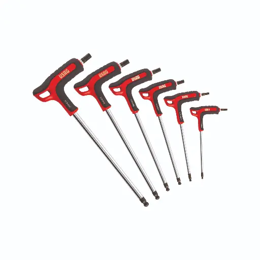[091800] Usag U02801463 280HGTS/SE6 Set 6 Chiavi Maschio Esagonali a Testa Sferica con Impugnatura Bimateriale
