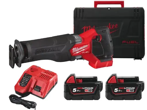 [092715] Milwaukee 4933478291 Sega Diritta M18 FSZ-502X FUEL SAWZALL con 2 Batterie 5Ah + Caricabatterie + Valigia