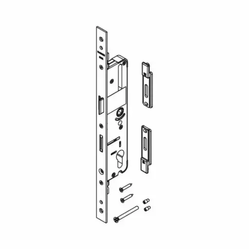 [093304] Giesse 04646000 Serratura Chiusura Multipunta per Perimetrale Scrocco e Catenaccio Entrata 35mm Profilo CU Acciaio Finitura Silver