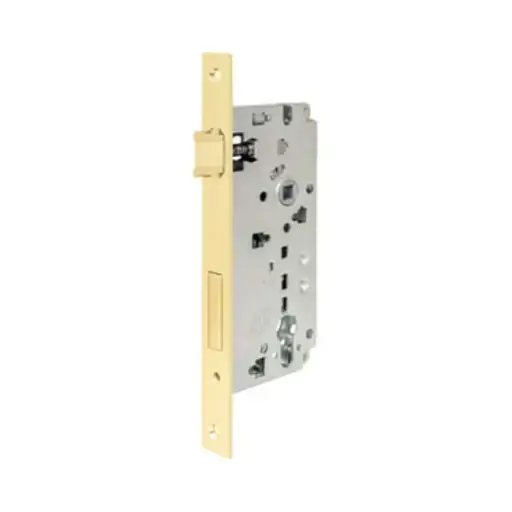 [094206] AGB B808525003 Serratura Sicurezza 2.0 Incasso per Portoncini in Legno Entrata 50mm Interasse 85mm Bordo Quadro 238x22mm Acciaio Finitura Ottonato Verniciato