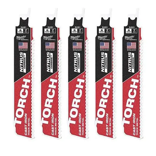[094953] Milwaukee 48005561 Set Lame Taglio Torch Nitrus Carbide per Demolizione 150mm Denti in Carburo 5 Pezzi