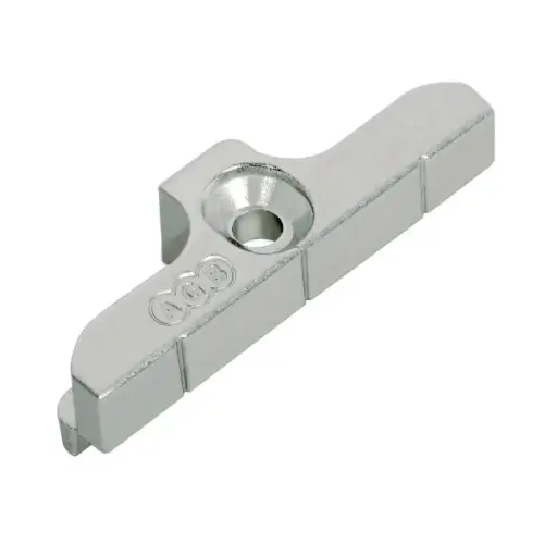 [095649] AGB A52300FI02 Incontro Nottolino Artech per Serramento in Pvc Profilo Alphacan Dimensione 46x15,5x12,5mm Zama Finitura Argento