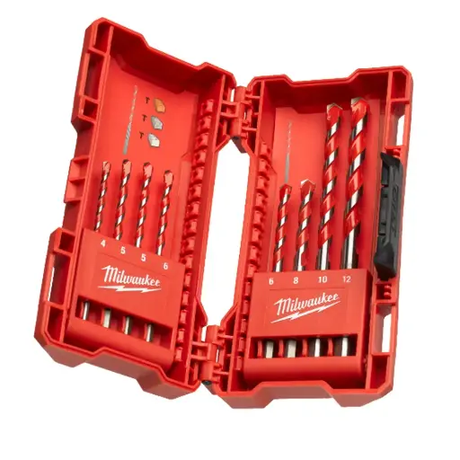 [095833] Milwaukee 4932471192 Set Punte Calcestruzzo Serie Premium da ⌀4 a ⌀12 - 8 Pezzi