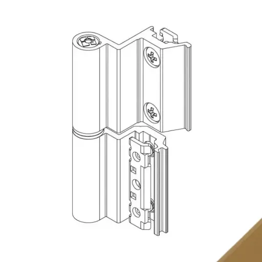 [095913] Giesse 00121380U Cerniera Flash Base per Terza Anta Profilo CU Altezza 93mm Portata 75-85Kg Alluminio Finitura Euro Bronzo